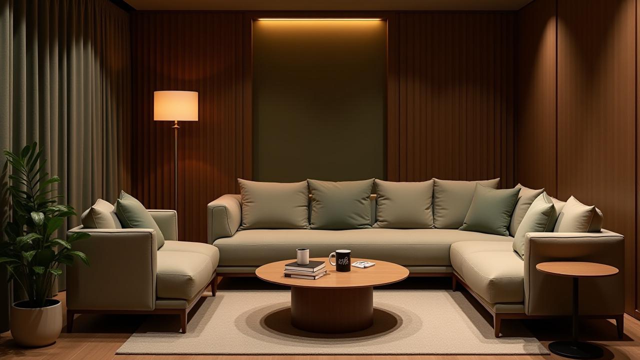 快適なソファとモダンな装飾が施されたクライアントラウンジ